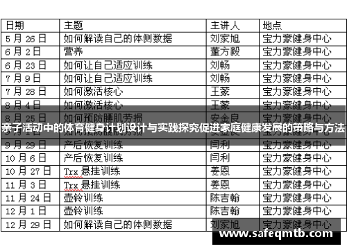 亲子活动中的体育健身计划设计与实践探究促进家庭健康发展的策略与方法