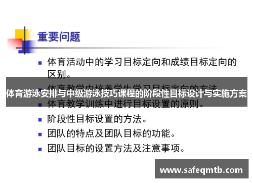 体育游泳安排与中级游泳技巧课程的阶段性目标设计与实施方案